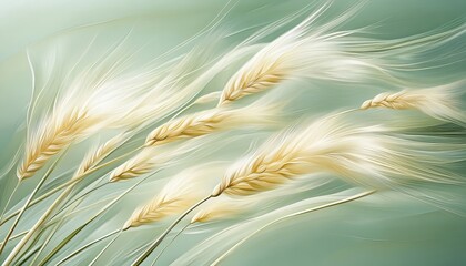Obraz premium Elegant Wheat Stalks Illustration in Seafoam Green and Pastel Tones for a Soft Natural Background
