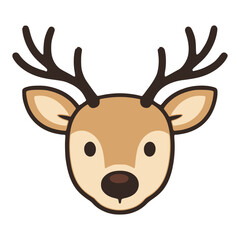 Fototapeta premium deer head wildlife animal fauna icon flat color vector illustration template design