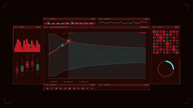 Abstract animated sequential test boundary crossing early drawn as coral and magenta lines and shapes on a deep dark background. Seamless looping 4K motion graphics video with free space for text, ide