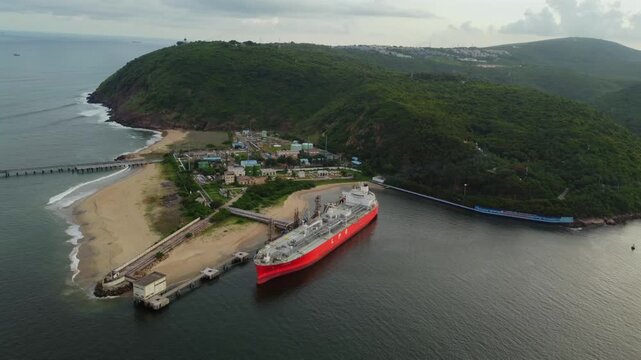 Aerial View of Visakhapatnam Port LPG Jetty and Dolphin Nose Andhra Pradesh India
