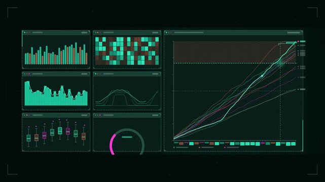 Abstract animated radiation dose accumulating toward limit drawn as cyan and teal lines and shapes on a deep dark background. Seamless looping 4K motion graphics video with free space for text, ideal 
