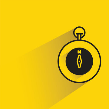 compass equipment icon with shadow on yellow background