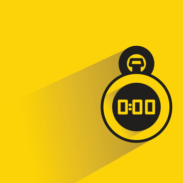 timer icon with shadow on yellow background