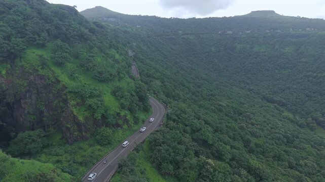 Aerial View of Ajinkyatara Fort and Lush Green Hills Satara Maharashtra India