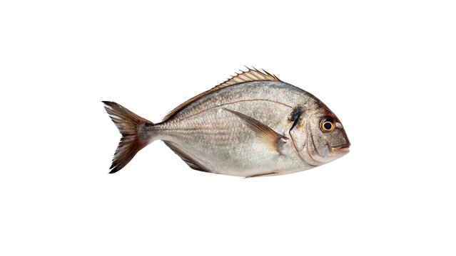 Fresh raw whole marine seafood seabream sea bream fish isolated on transparent background.