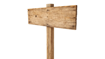 Old rustic weathered wooden pointer signpost blank isolated on transparent background. © RobynRees