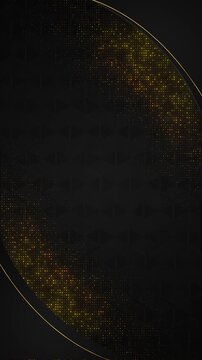 Golden dotted gradients sweep polygons clean central copy space. technology intros, finance visuals, modern advertising, conference screens, prestige events, title sequences, sophisticated motion
