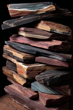 Beautifully stacked colorful stones create an artful display