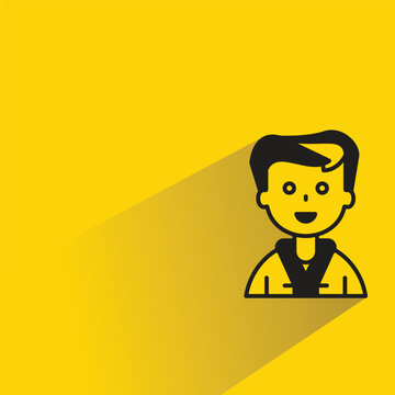 boy character with shadow on yellow background