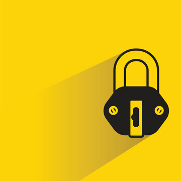 padlock icon with shadow on yellow background