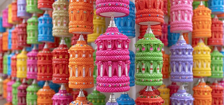 Vibrant snake-inspired decor arranged with traditional Indian patterns for a festive Nag Panchami atmosphere.