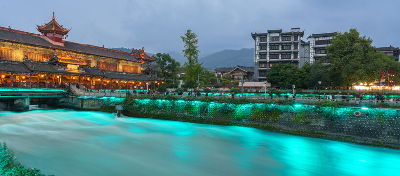 The Dujiangyan irrigation system consists of two major bridges, the Nanqiao Bridge and the Langqiao Bridge, located near the ancient city of Guanxian in Chengdu, Sichuan, China