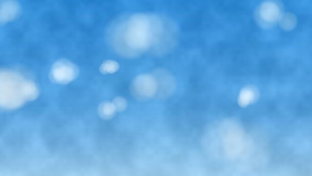 Abstract blue bokeh background with soft light spots, blurred cerulean texture with glowing circles, ethereal blue gradient backdrop for design