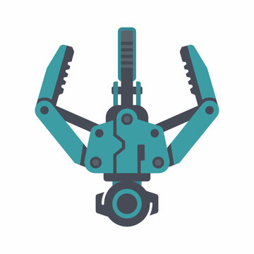 Modular mechanical gripper claw and robotic manipulator tool for industrial automation in a modern flat vector illustration style