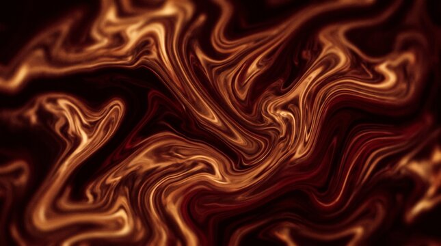 Abstract Golden Fluid Motion Background Featuring Swirling Liquid Copper Textures and Glowing Molten Metallic Energy Patterns for Digital Art