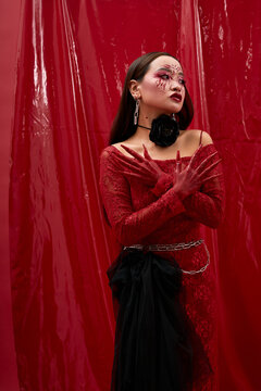 Spooky vibes from a Halloween asian queen with a bloody twist
