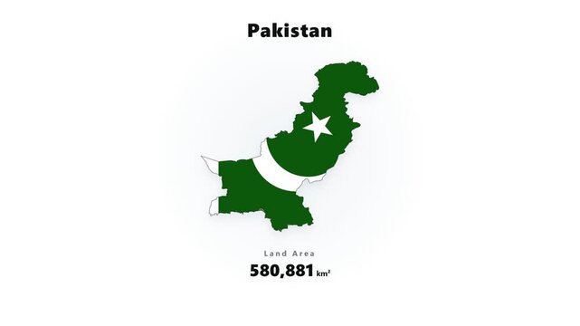 Green silhouette map of Pakistan with crescent and star emblem centered on white background, patriotic country symbol for geography, education, and travel presentations