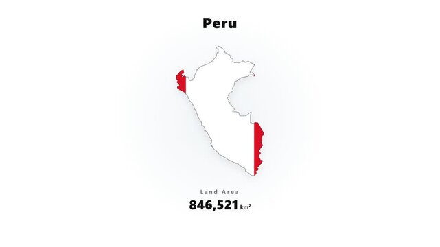 Peru map silhouette with red coastal highlight bands drifting across pale glowing background with faint circular light and soft shadow minimal educational geography graphic