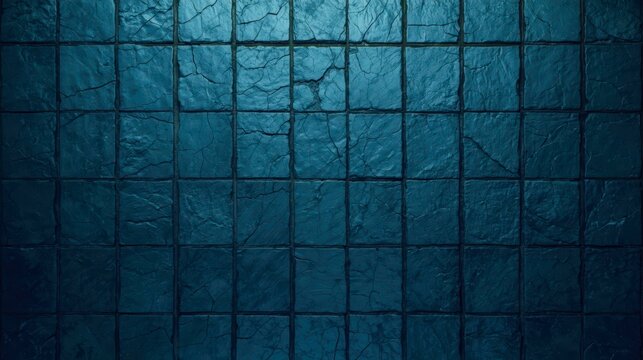 Dark blue tiles form a cracked grid pattern
