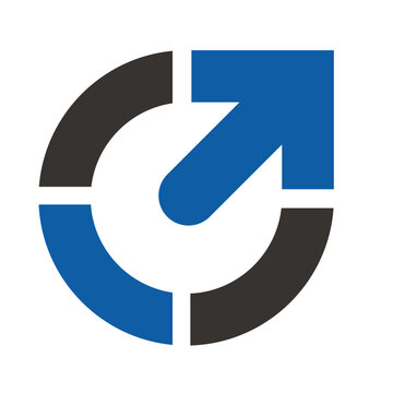 Abstract circle with arrow logo design concept.