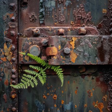 Rusted truck hinge in forest setting captured in macro Canon EOS R5 100mm Macro