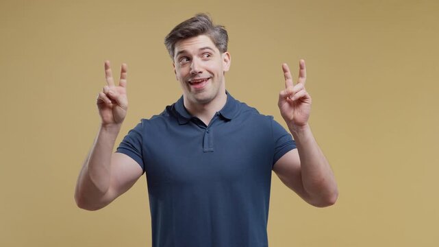 Skeptical Adult Man Making Air Quotes With Both Hands And Cynical Expression, Sarcastic Male Questioning Someone Words, Doubt, Irony, Suspicion And Distrust Concept