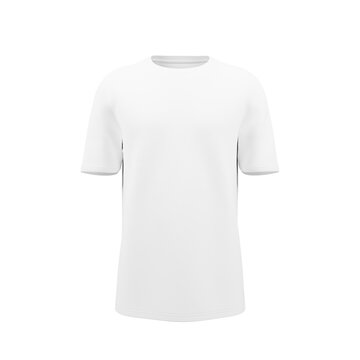 White crew neck shirt faces forward in an isolated 3D clothing mockup with symmetrical short sleeves and a smooth blank front for apparel printing and retail design presentations