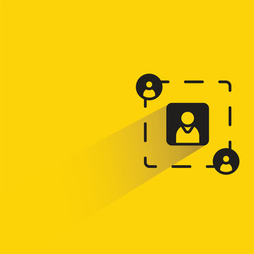 people connecting network icon with shadow on yellow background