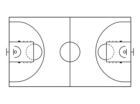Minimalist Basketball Court Layout Diagram - Overhead Top View Schematic for Strategy and Play Planning