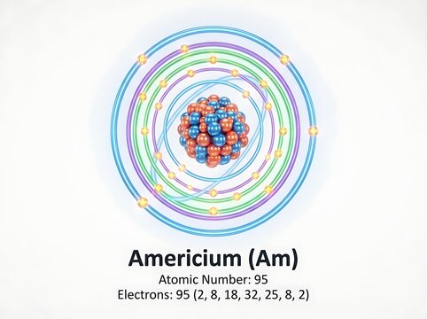 Atomic structure with nucleus and orbiting electrons science visualization