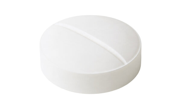 Isolated white round Vitamin C 900 mg dosage tablet essential dietary supplement