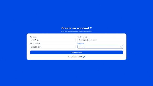 User interface animation of creating a new account successfully. 4K Video
