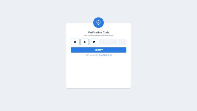 Secure user login animation with verification code and success screen. 4K Video