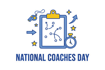 Fototapeta premium National Coaches Day Vector Illustration, Sports Coach Appreciation Celebration Design Isolated on White