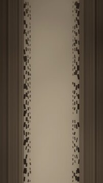 Electrostatic Flake Shuttle Across a Narrow Electrode Gap, Stepped Mechanical Motion, Seamless Loop in cool sand tones vertical 9:16