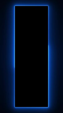 Bright blue light forms clean large border panel outer glow for strong contrast. digital signage, thumbnails, cyber interfaces, presentation screens, channel branding, promos, futuristic announcements