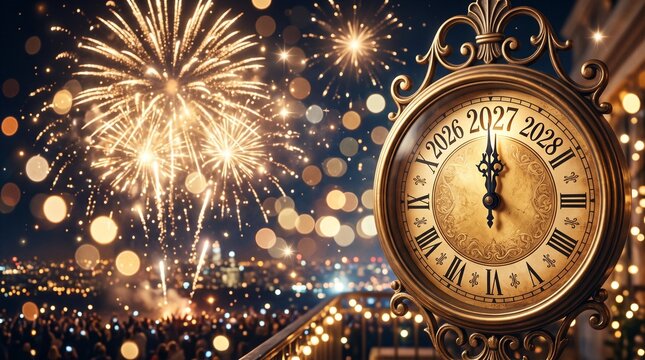 Fireworks New Year Countdown Clock