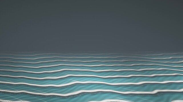 Travertine Rimstone Terraces With Milky Thermal Pools and Steam Haze Copy Space Seamless Loop in vibrant turquoise tones