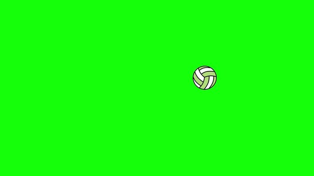 A volleyball ball on green background and screen green screen animated chromakey background creative expression emotion depth motion movement layers gesture cartoonish style illustration