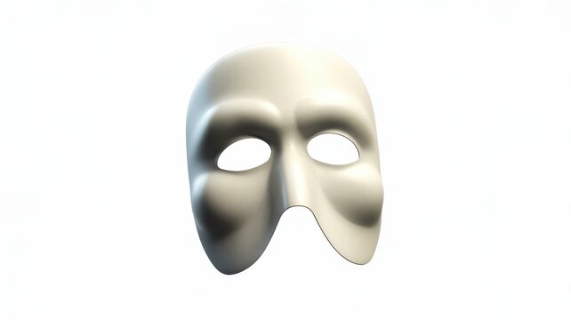 White theatrical half mask phantom style, isolated on white background