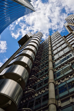 Lloyds of London building and Willis Building in the City of London. June 03, 2025 London, England, United Kingdom