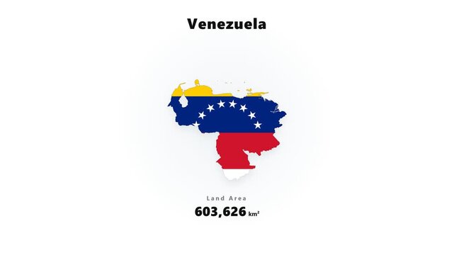 Venezuela map silhouette in flag colors with glowing numeric counter moving upward with soft radial glow and gentle drop shadow on clean white background