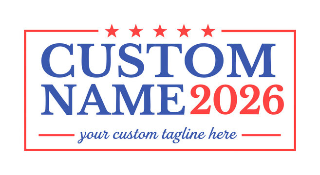Customizable patriotic political election campaign template logo with red stars frame and blue text