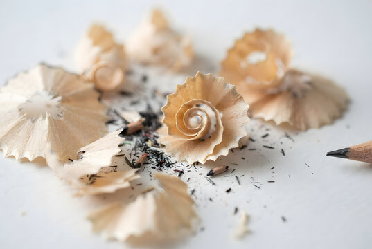 &bull;	Delicate curled wooden shavings from sharpening a pencil