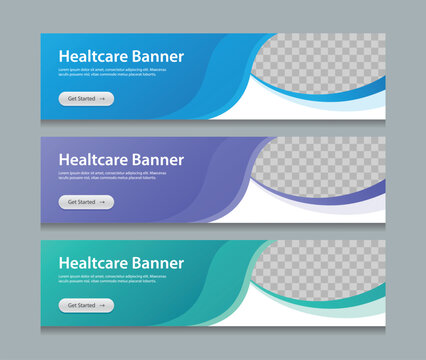 horizontal Healthcare web banner design background template. Suitable for web and social media ads. Vector illustration file with Space to add pictures.