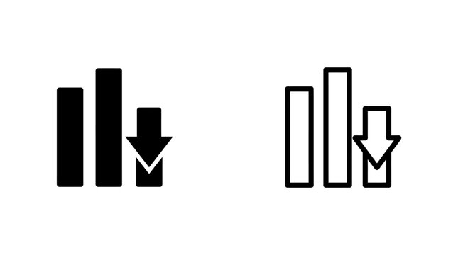 Bar chart icon with declining arrow indicating negative performance