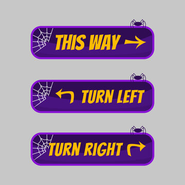 Funny Halloween direction button navigation icon design vector