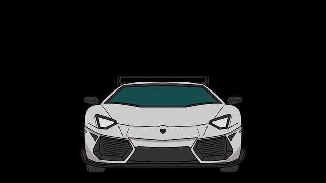 White Sports Car Front View with Alpha Channel