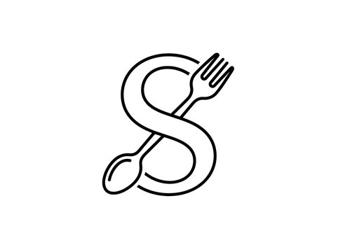 Abstract fork and spoon silhouette symbol