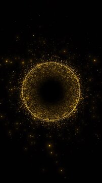 Radiant gold sparkle ring copy space background. beauty campaigns, jewelry advertising, wedding holiday greetings, celebration openers, logo animation, social media, upscale product presentation.